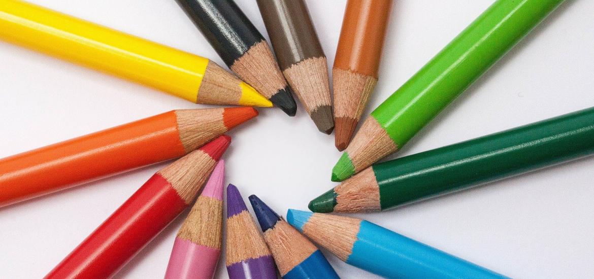 an assortment of colored pencils