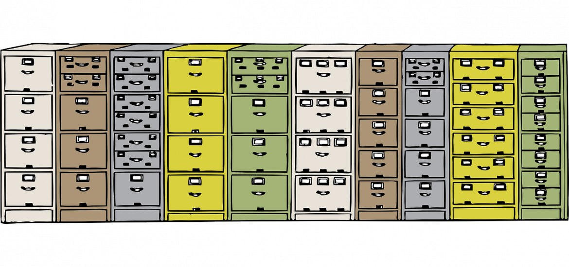 stack of filing cabinets