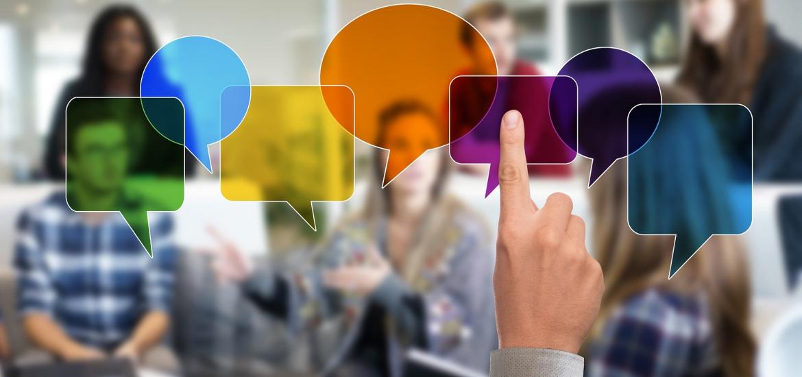 people with dialog balloons over their heads