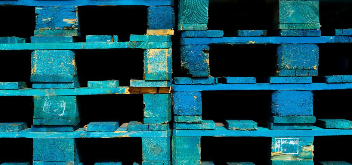 blue wooden pallets